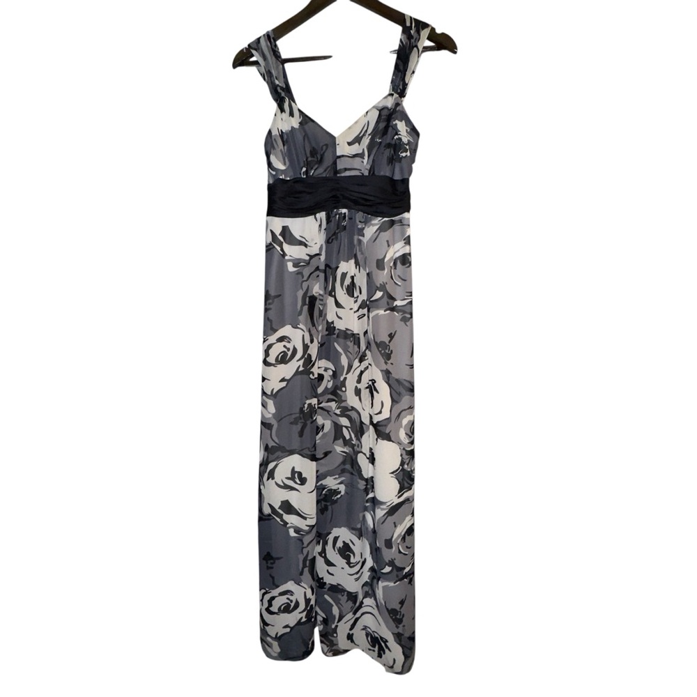 Ann Taylor 100% Silk Floral Maxi Dress dark Romantic whimsi classic elegance - Picture 7 of 10
